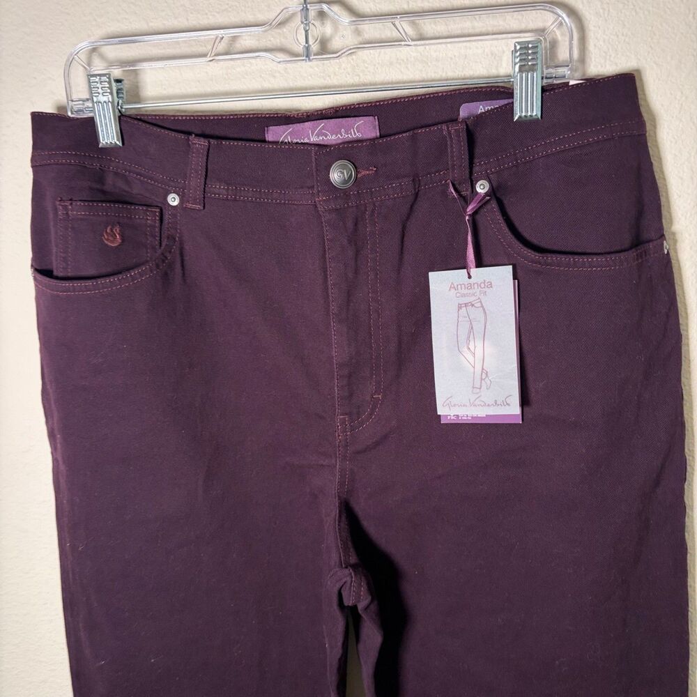 Glorida Vanderbilt Amanda Pants Women's 14 Purple Tapered Casual Solid - Picture 3 of 11